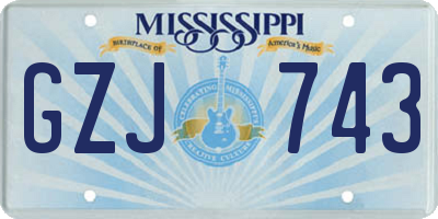 MS license plate GZJ743