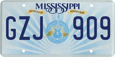 MS license plate GZJ909