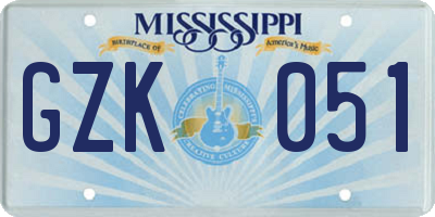 MS license plate GZK051