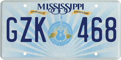 MS license plate GZK468