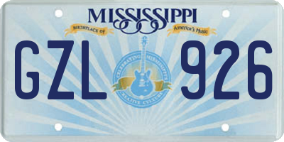 MS license plate GZL926