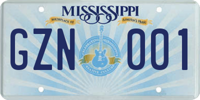 MS license plate GZN001