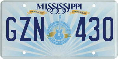 MS license plate GZN430