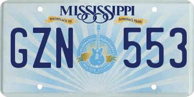 MS license plate GZN553