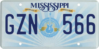 MS license plate GZN566