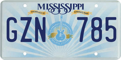 MS license plate GZN785