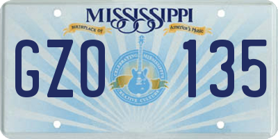 MS license plate GZO135