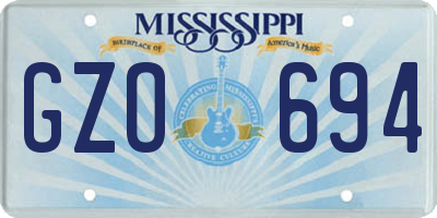 MS license plate GZO694