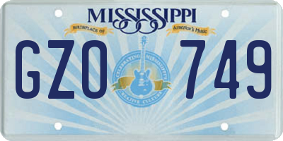 MS license plate GZO749