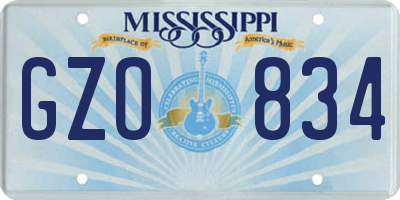 MS license plate GZO834