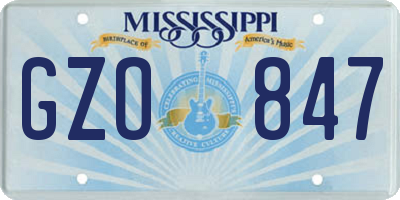 MS license plate GZO847
