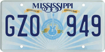 MS license plate GZO949