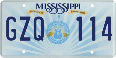 MS license plate GZQ114