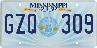 MS license plate GZQ309