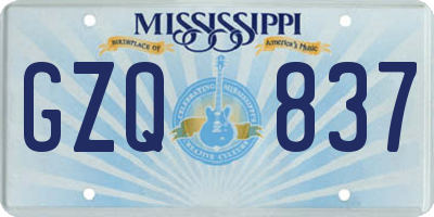 MS license plate GZQ837