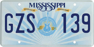 MS license plate GZS139