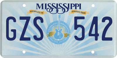 MS license plate GZS542