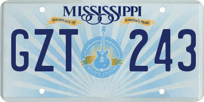 MS license plate GZT243