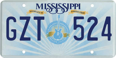 MS license plate GZT524
