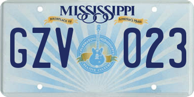 MS license plate GZV023