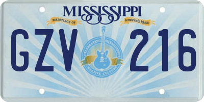 MS license plate GZV216