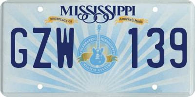 MS license plate GZW139