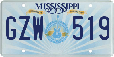 MS license plate GZW519