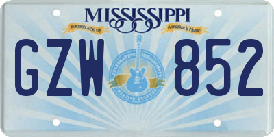 MS license plate GZW852