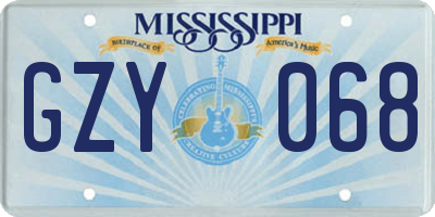 MS license plate GZY068