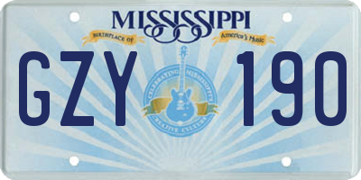 MS license plate GZY190