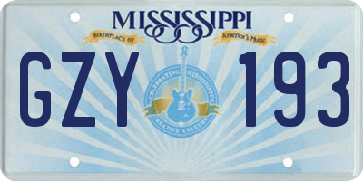 MS license plate GZY193