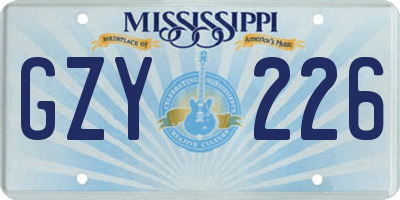 MS license plate GZY226