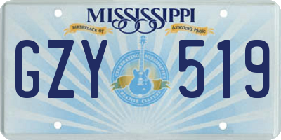 MS license plate GZY519