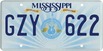 MS license plate GZY622