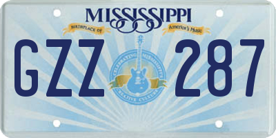 MS license plate GZZ287