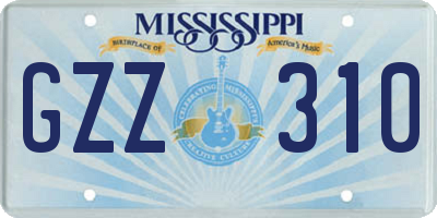 MS license plate GZZ310
