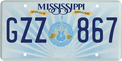 MS license plate GZZ867