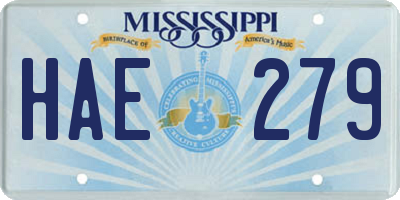 MS license plate HAE279