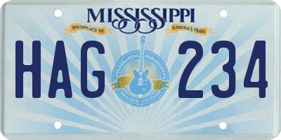 MS license plate HAG234