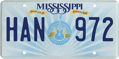 MS license plate HAN972