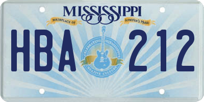 MS license plate HBA212