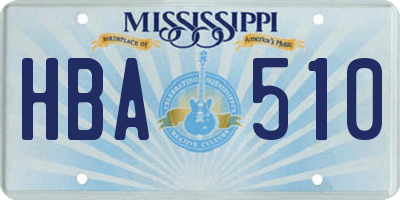 MS license plate HBA510