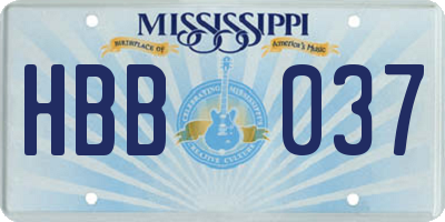 MS license plate HBB037