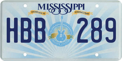 MS license plate HBB289