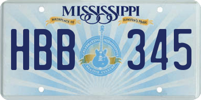 MS license plate HBB345