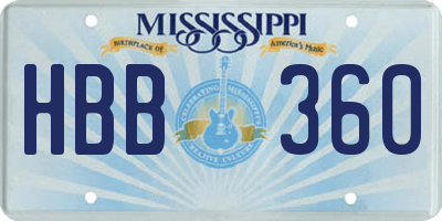 MS license plate HBB360