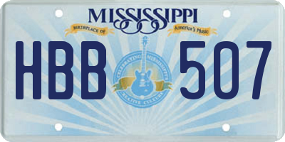MS license plate HBB507