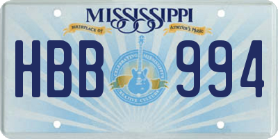 MS license plate HBB994