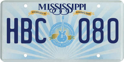 MS license plate HBC080