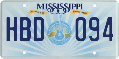 MS license plate HBD094